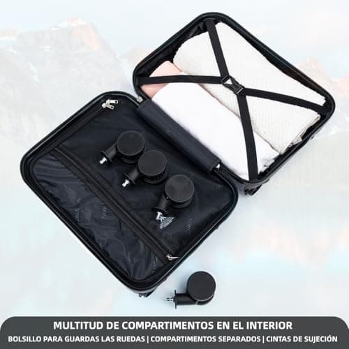 Detalle de RAYKONG Maleta de cabina ABS 40x30x20 (24L) con ruedas desmontables y cerradura numérica – Azul marino