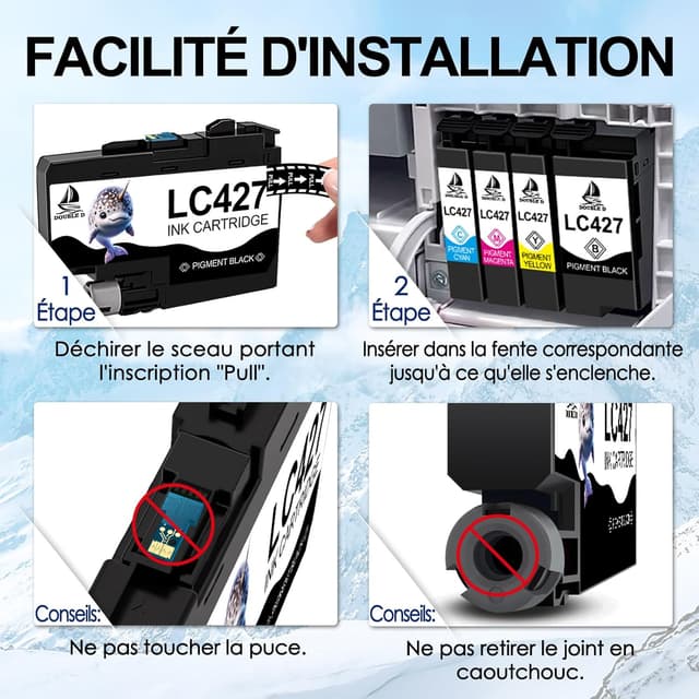 Thumbnail 6 de Pack de cartouches d’encre LC427 / LC 427 compatible Brother (4 pièces) pour MFC-J5955DW, MFC-J6955DW et plus