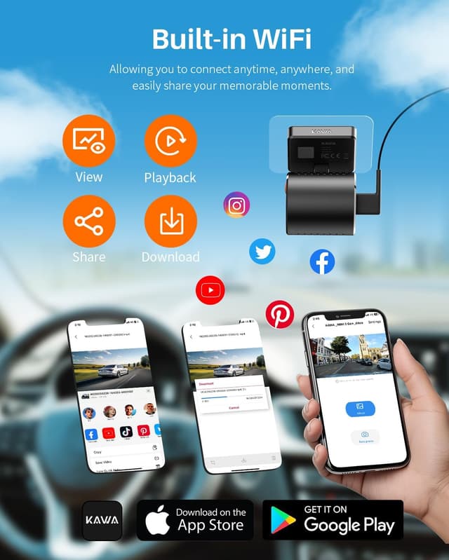 Thumbnail 5 de KAWA 2K Tiny Dash Cam 1296P with 32GB card