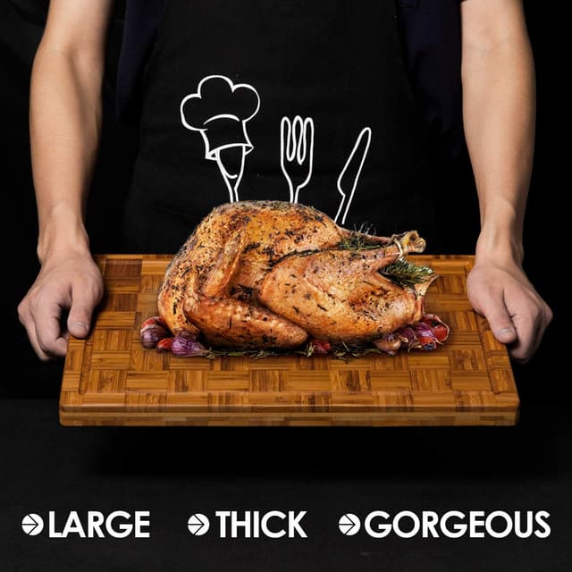 Thumbnail 4 de Kikcoin Extra Large Bamboo Cutting Boards Set of 3 ⚖