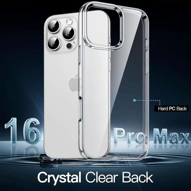 Detalle de Cover JETech per iPhone 16 Pro Max 6,9" trasparente anti-ingiallimento e antiurto