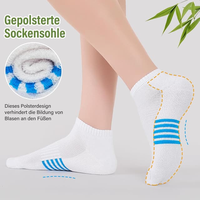 Detalle 2 de Effeet Bambus Sneaker Socken Damen (6/12 Paar) – atmungsaktive, gepolsterte Laufsocken 39–42