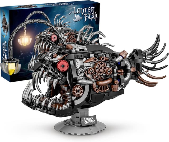 Detalle de Mechanical Laternenfisch Klemmbausteine (1038 Teile) – Tier Lantern Fish im Steampunk-Design