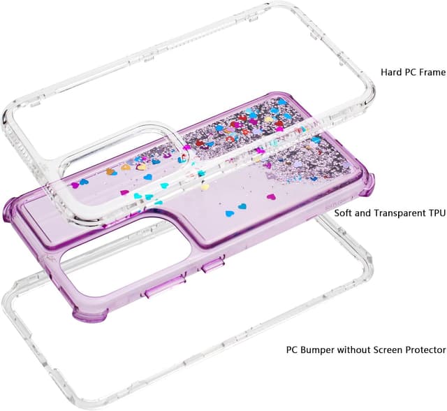 Detalle 2 de TikoVast Designed for Samsung Galaxy S25 Clear Case with Liquid Glitter (3-in-1 Military-Grade Protection)