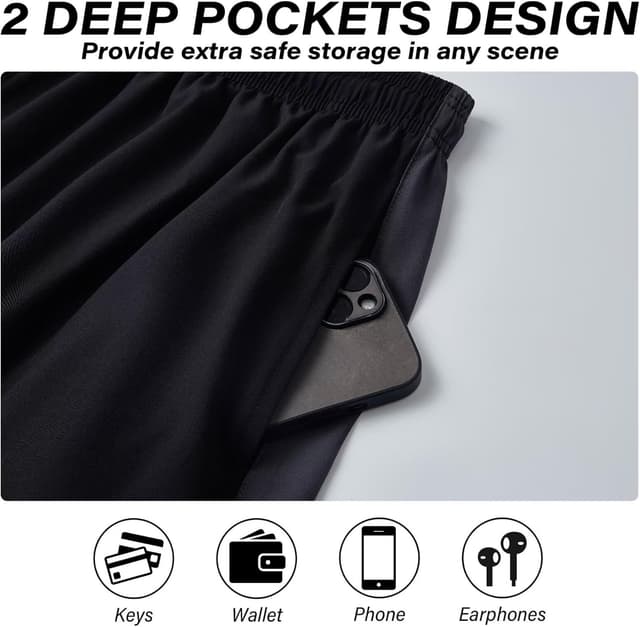 Detalle 2 de LukBerd Long Athletic Shorts for Men (Quick-Dry, Camo) with Pockets