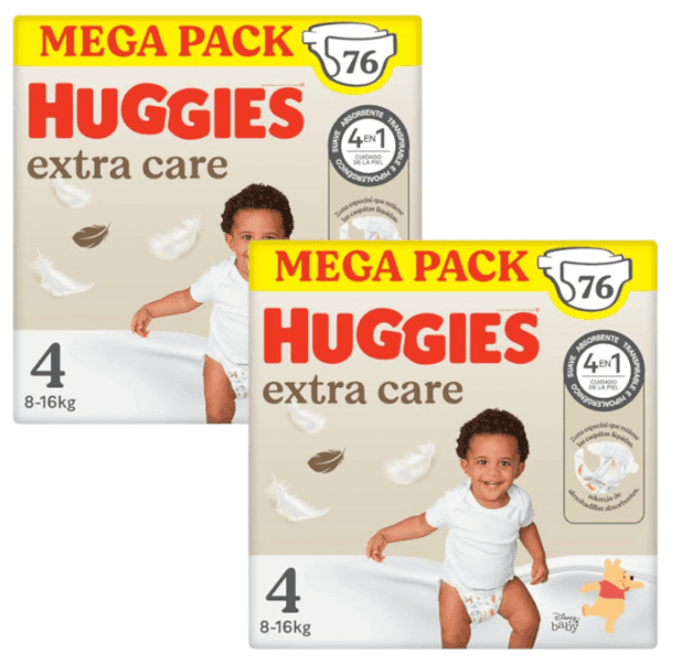 Detalle de Huggies Extra Care Pañales Disney Talla 4 🌟 (2x76 Uds)