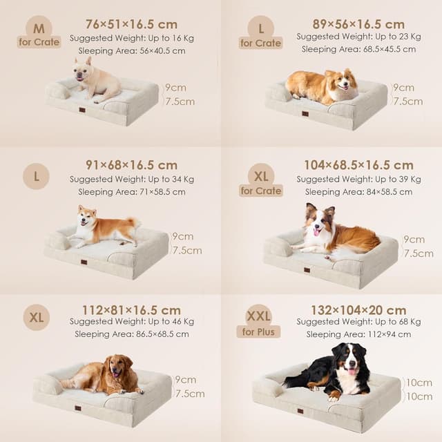 Thumbnail 4 de EHEYCIGA orthopädisches Hundebett 91x68 cm Beige