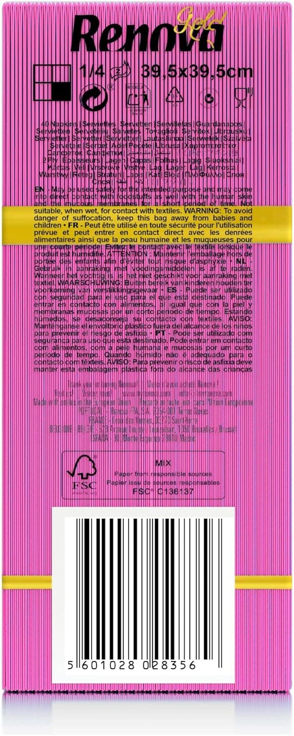 Thumbnail 4 de Renova Servilletas de Papel Fucsia, 40 unidades, tamaño grande