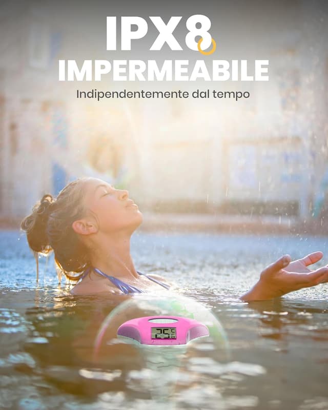 Detalle de Baldr Solare Termometro Piscina Galleggiante con display LCD, sonda metallica e protezione IPX8