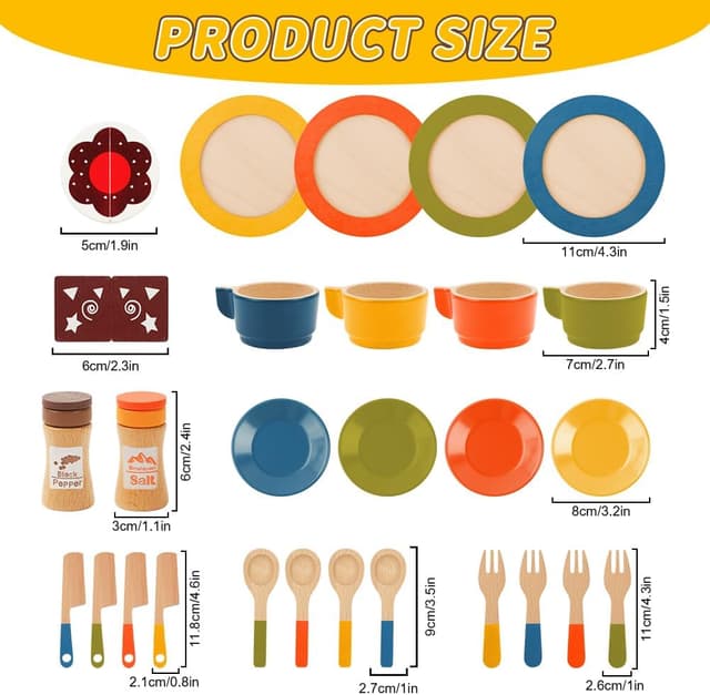 Thumbnail 1 de Aolso Cocina Juguete Madera Infantil 30 piezas