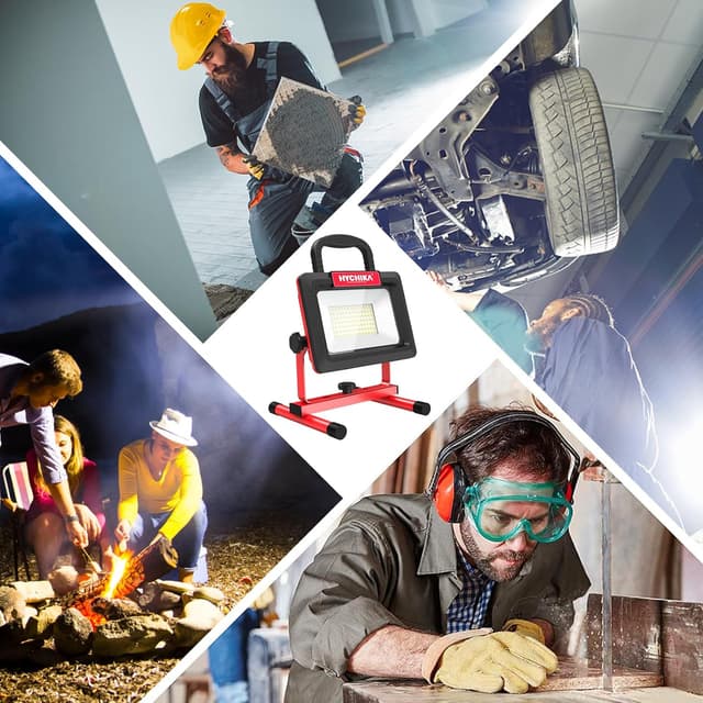 Thumbnail 6 de HYCHIKA Faretto LED da cantiere 100W: faro portatile 12.000 lm 6500K con rotazione 360° e cavo 2 m, IP65