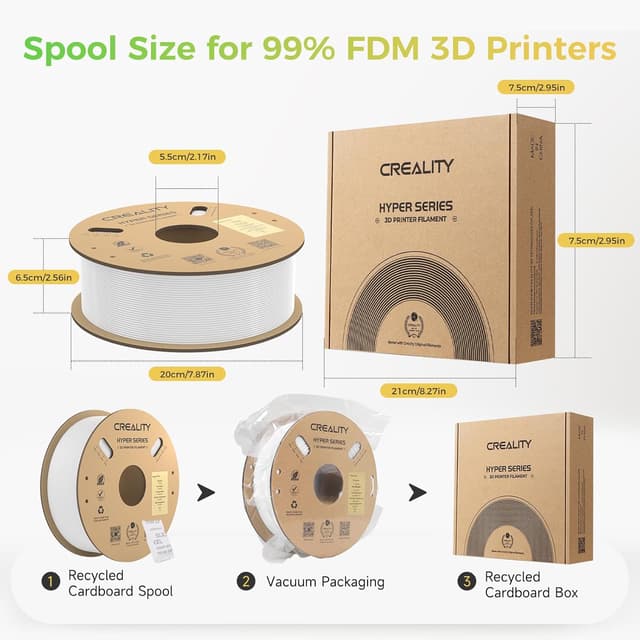 Thumbnail 6 de Creality Official Hyper PLA Filament Weiß (1 kg) – Hochgeschwindigkeits-3D-Druckmaterial mit Maßgenauigkeit