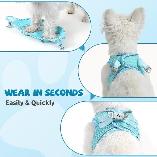 Detalle de COMSLE Pettorina per Cani Taglia Piccola XS blu chiaro con imbottitura morbida, traspirante e riflettente