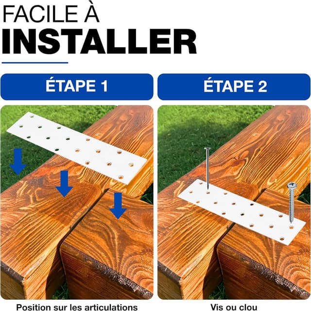 Detalle de GeZu Impex lot de 10 plaques de jonction en métal galvanisé 80 x 300 mm (ép. 2 mm)