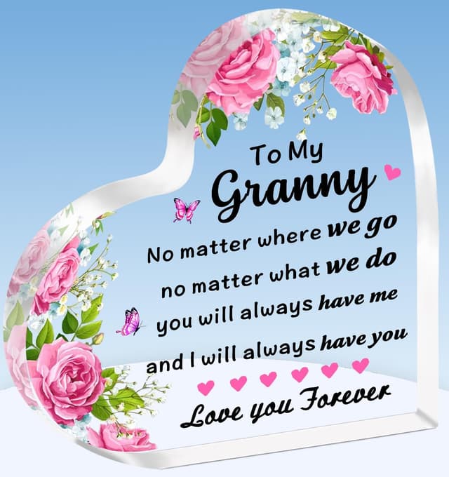 Detalle de TTOVEN Granny Heart Acrylic Plaque – Birthday, Mother’s Day & Christmas gift for Granny
