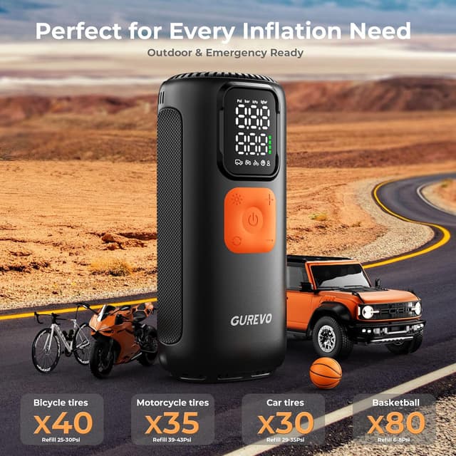 Thumbnail 1 de 160 PSI Portable Tire Inflator Digital Pump