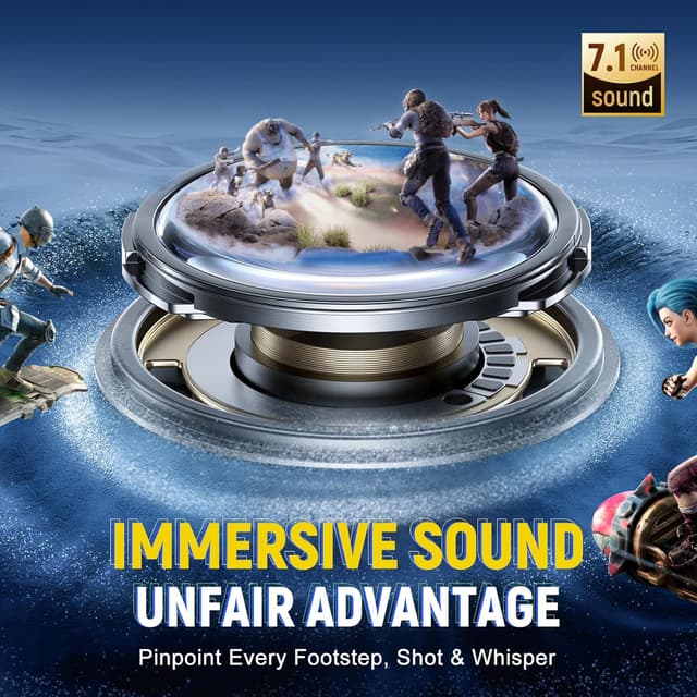 Detalle 2 de Buwnia Wireless Gaming Headset for PS5, PC, PS4 & Switch with 2.4GHz lossless audio, Bluetooth 5.3 & 40H battery