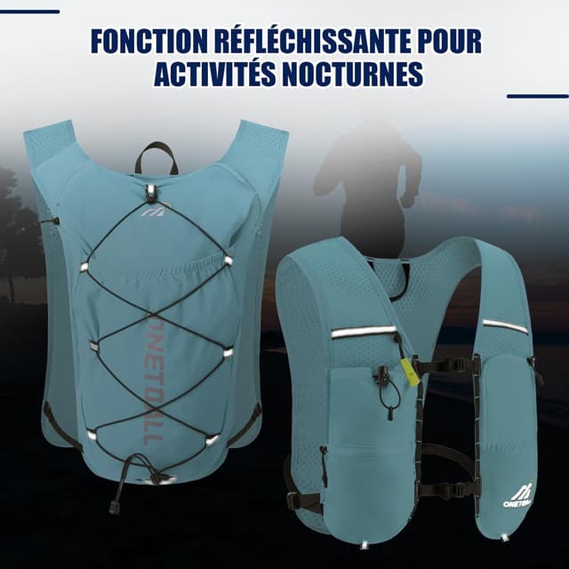 Detalle 2 de ONETOALL Gilet d’hydratation running (femme) avec flasque 500 ml et poche à eau 2 L, 150 g