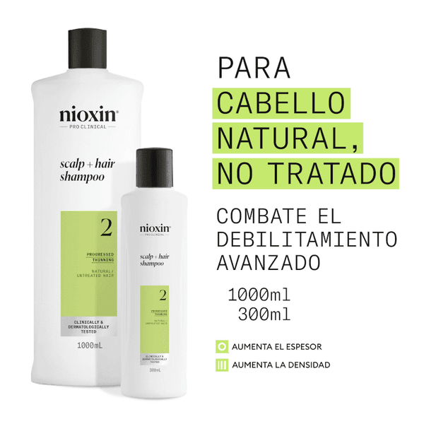 Detalle 2 de Nioxin 2 ChampĂș para Cabello natural debilitado 1000 ml đ§