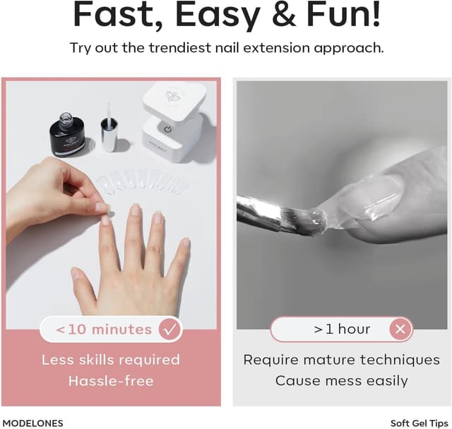 Detalle de Modelones 510 pezzi di unghie finte 15 taglie in gel (tip in gel) semi-matte