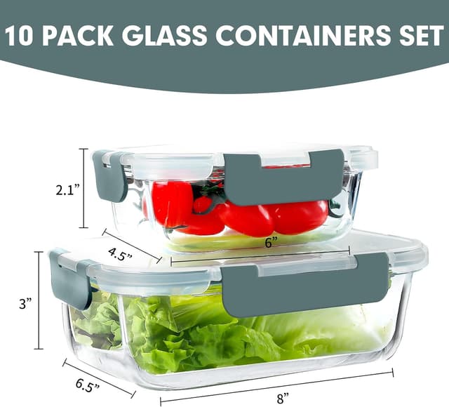 Detalle 2 de VERONES Glass Meal Prep Containers 10-pack 🥡