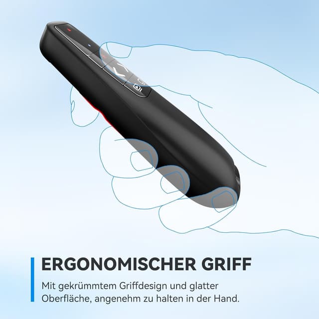 Detalle de UBUYUONE 2-in-1 USB‑C Presenter mit Tasche – kabellose Präsentationsfernbedienung für Laptop/PC