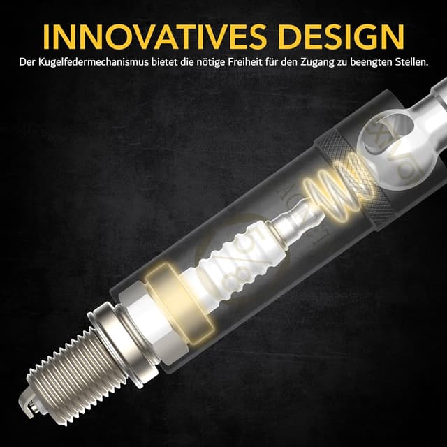 Detalle de LEXIVON Zündkerzenschlüssel LX-122 für 16 mm Zündkerzen, 25 cm, schwenkbar mit magnetischem Einsatz (Cr-V-Stahl)