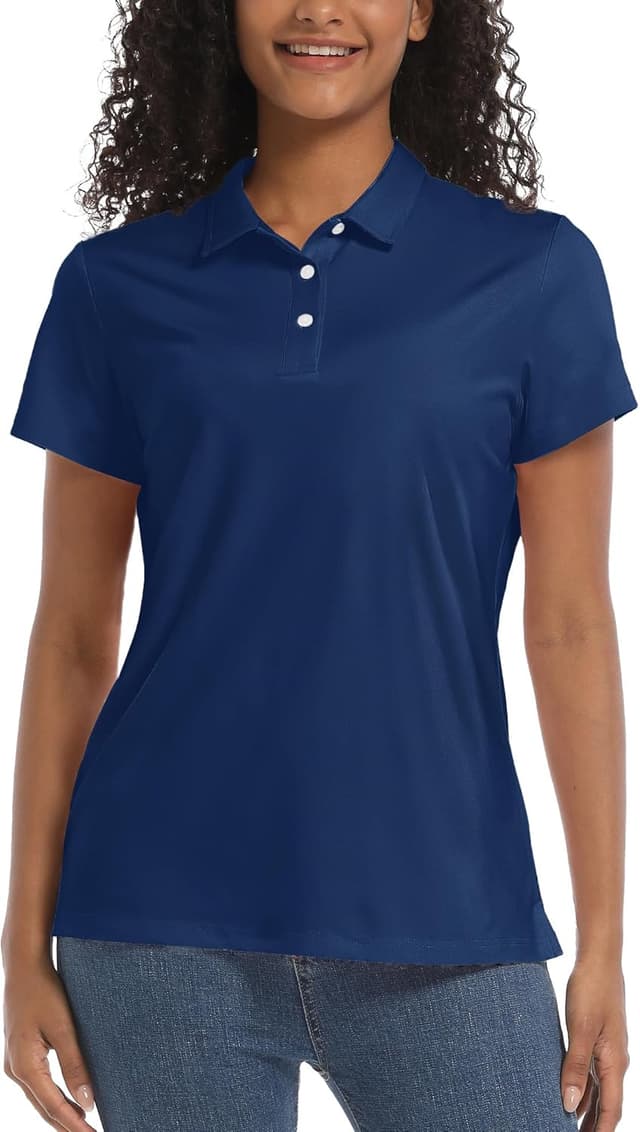 Detalle de KEFITEVD Women’s Short Sleeve Quick Dry Polo Shirt with UPF 50+ Sun Protection