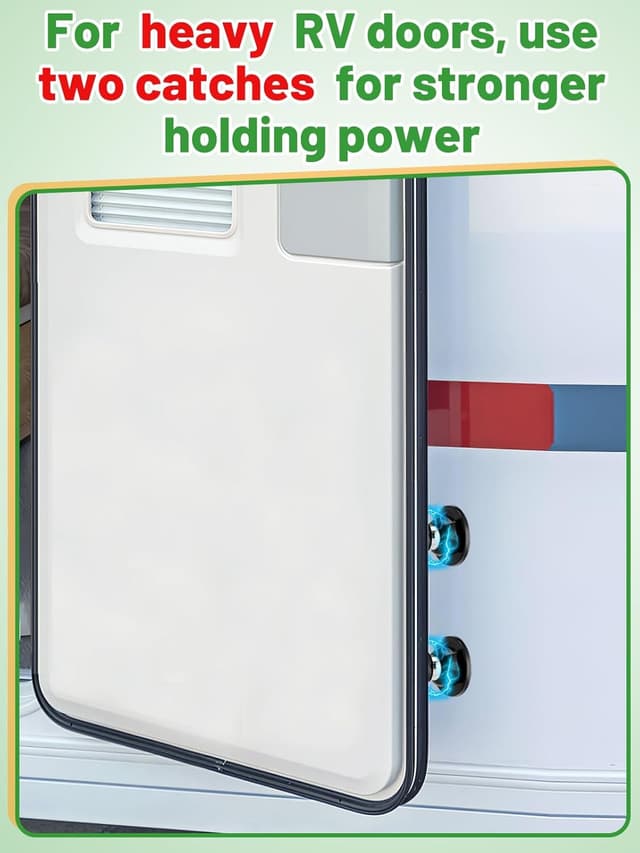 Detalle de RV Magnetic Door Catch Kit (with Adhesive Tape & Screws) — Camper Trailer Door Holder, 1 Pack