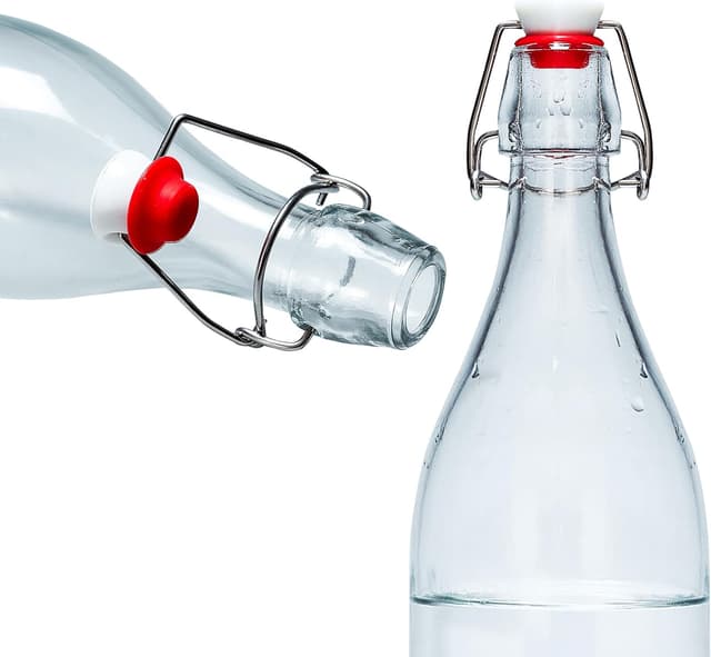 Detalle de Danmu Art 6PCS Glass Bottles with Swing Top (1000ml) – airtight preserve bottles for home brewing and pantry storage