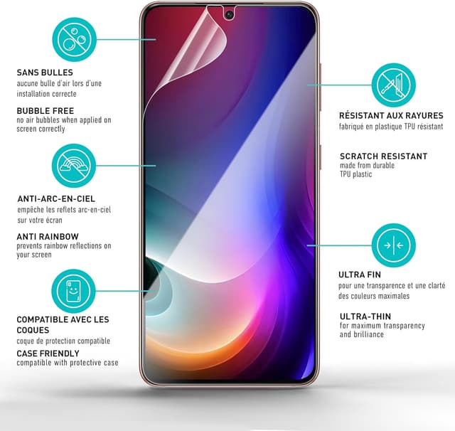 Detalle de smartect Protecteur d’écran TPU pour Samsung Galaxy S24 Plus (2 + 2 pièces : écran + caméra)