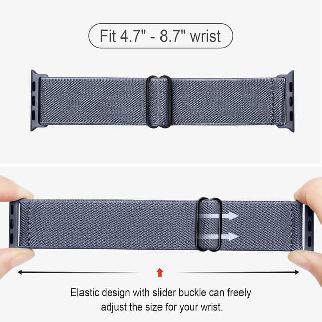 Detalle 2 de CCnutri 4 Pack Stretchy Nylon Strap for Apple Watch (38mm–42mm, Series 1–11/SE, Ultra 3/2/1) – Adjustable Sport Elastic Bands