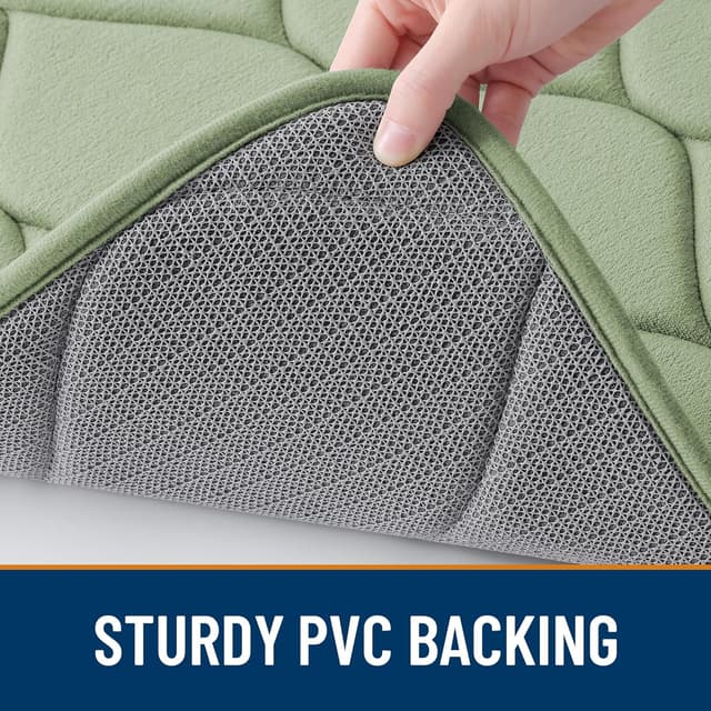 Detalle de Smiry Memory Foam Bath Mat 36"x24" in Sage Green — Ultra Soft Non-Slip, Quick-Dry & Machine Washable