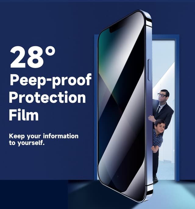 Detalle de Magic John 2-Pack Privacy Glass Screen Protector for iPhone 13/13 Pro/14/16e (6.1-inch) with Auto Dust Removal