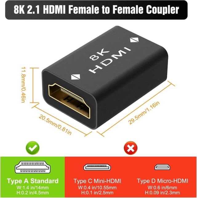 Detalle 2 de LEENUE HDMI Coupler 8K Adapter