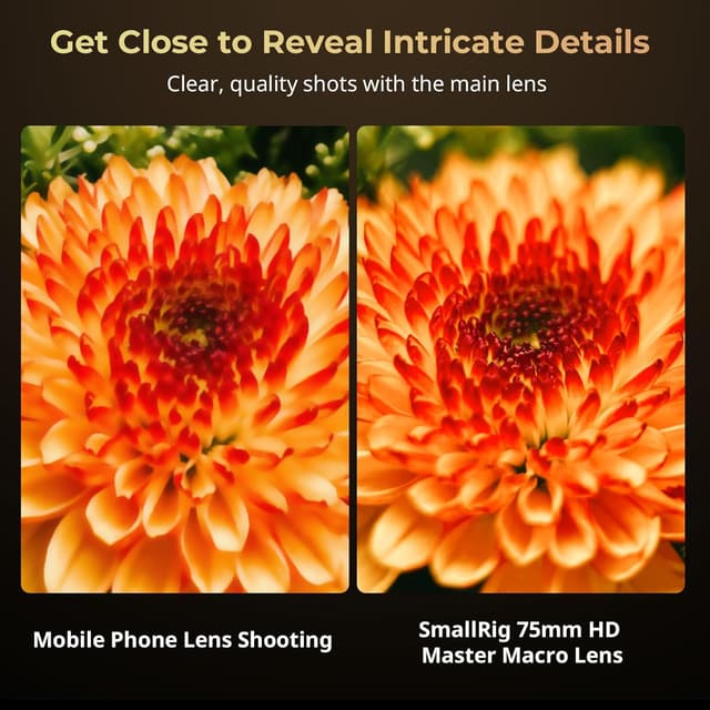 Detalle de SMALLRIG Objectif Macro Master HD 75 mm (monture en T) pour smartphone — 4588