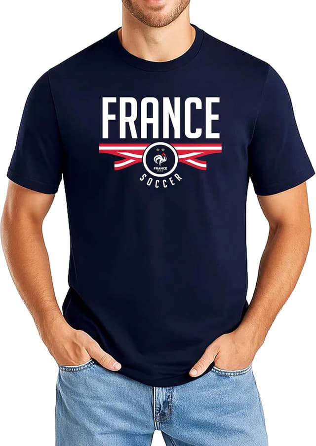 Detalle de Icon Sports National Teams Unisex Cotton T-Shirt 643ct (France Football Federation)
