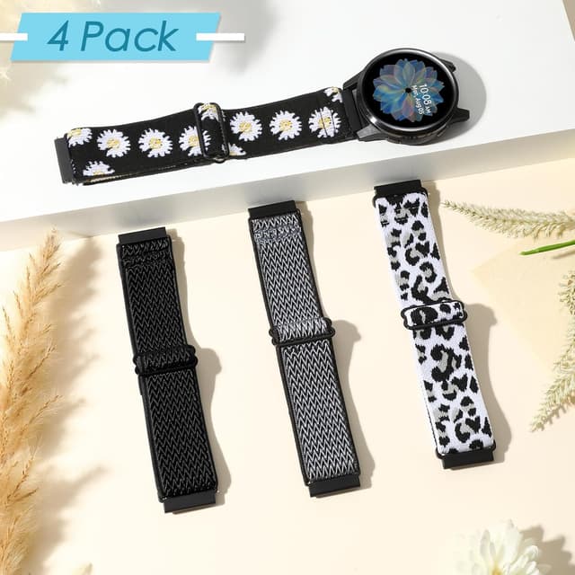 Detalle 2 de Relting 4-Pack 20mm Elastic Nylon Watch Bands with Quick Release Pins