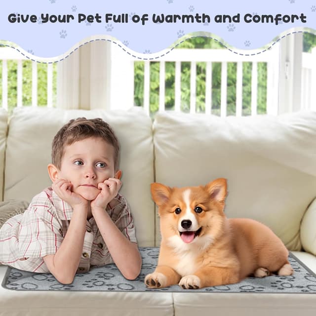 Thumbnail 6 de Omtofo 5 pezzi coperta lavabile in flanella grigia (76×52 cm) per cani e gatti di piccola e media taglia