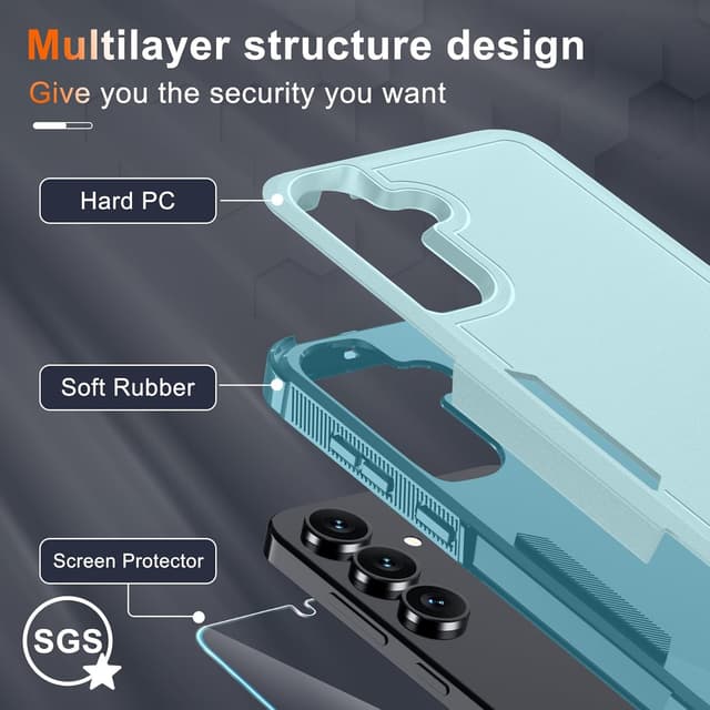 Detalle de RMOCR Military-Grade Galaxy S25 FE Case (Screen Protector + Camera Lens Cover) in Mint Green