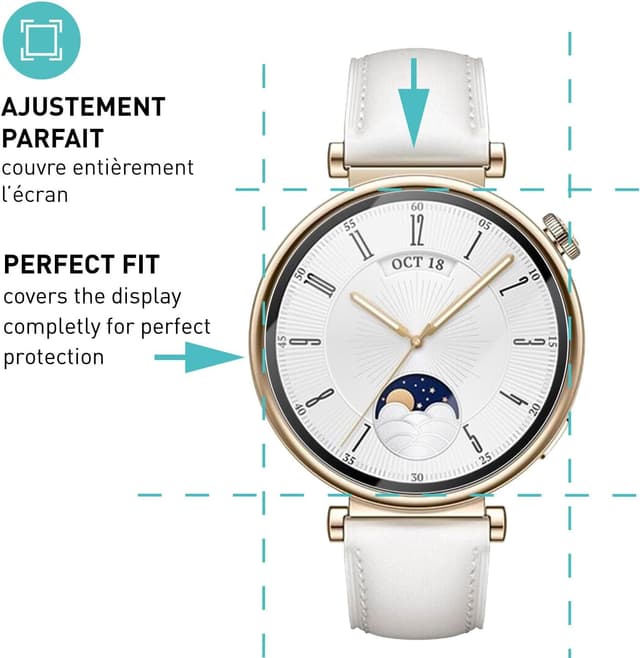 Detalle de smartect Verre Trempé 3 pièces Clear pour Huawei Watch GT 4 41 mm — protection d’écran 9H sans bulles