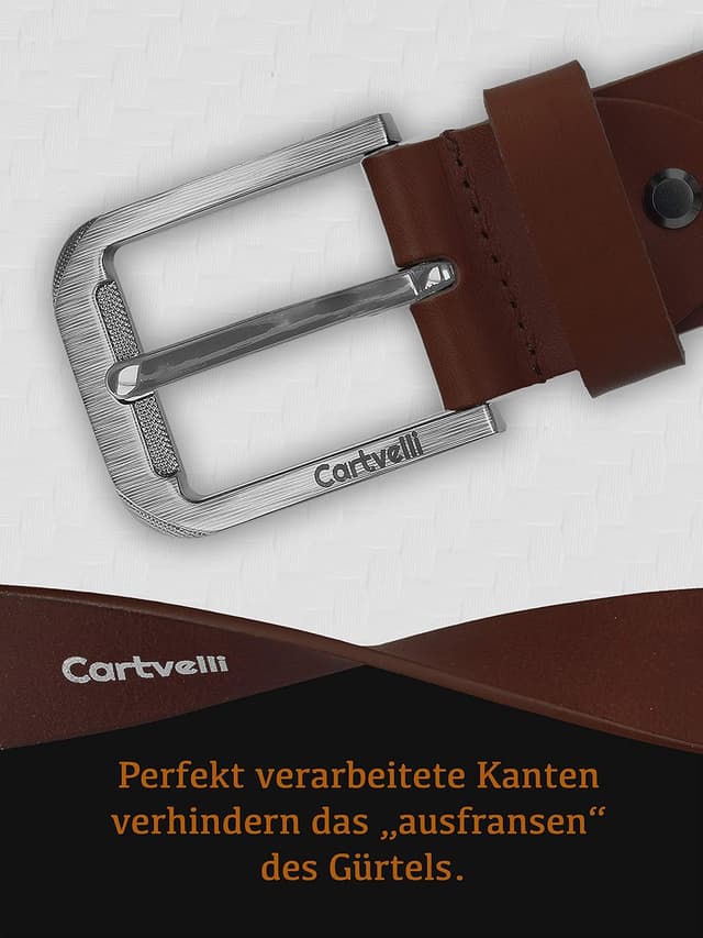 Detalle de Cartvelli Premium Ledergürtel für Herren (40 mm) „Made in Germany“ inkl. Geschenkbox