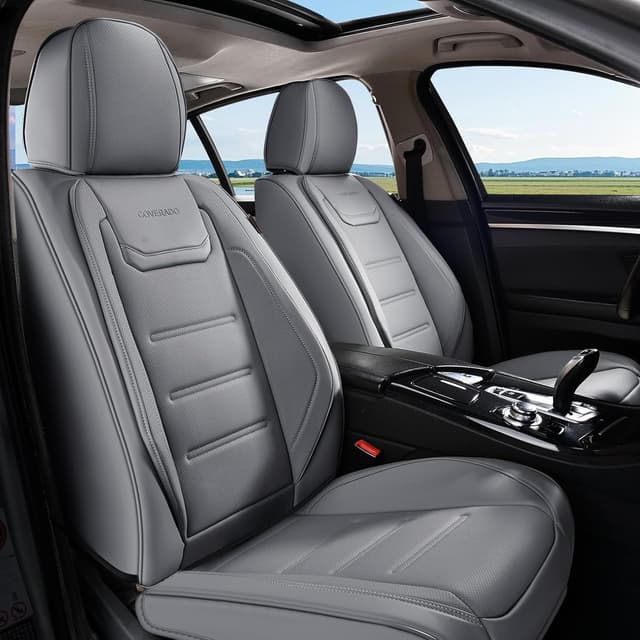 Detalle 2 de Coverado Car Seat Covers Full Set (Universal) – Waterproof NAPPA Leather Seat Protectors, Gray