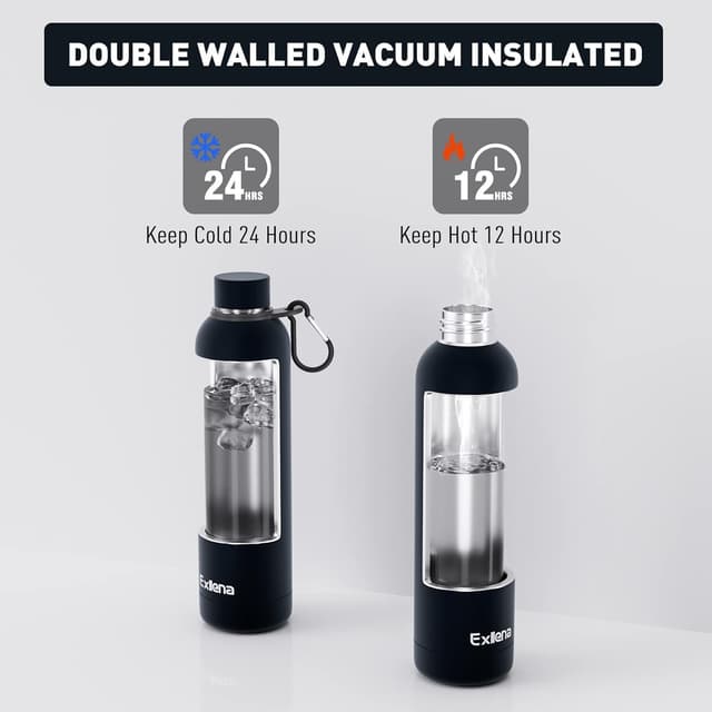 Detalle de Exllena Insulated 1L Black Water Bottle 🚰