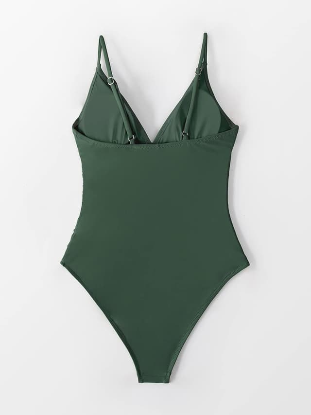 Detalle de Cupshe costume da bagno intero donna con scollo a V profondo e drappeggio davanti e dietro
