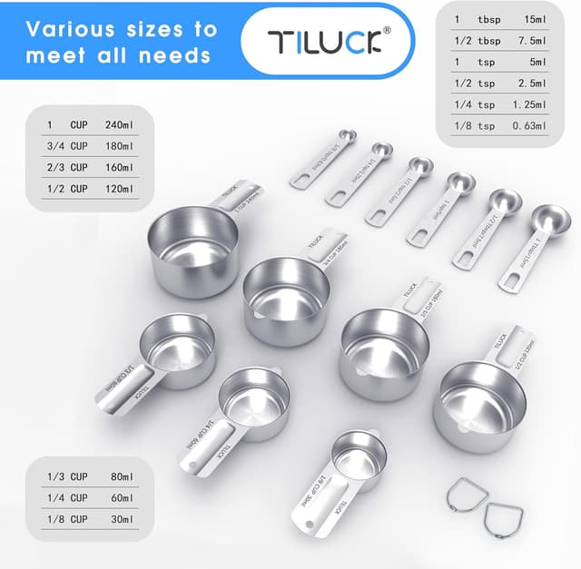Thumbnail 1 de TILUCK Stainless Steel Measuring Cups 13-piece 🍴