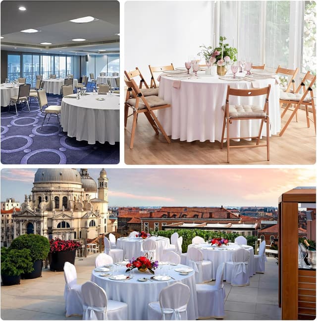 Thumbnail 6 de CKIKU 8-Pack 90-Inch White Round Tablecloths (Washable Polyester)