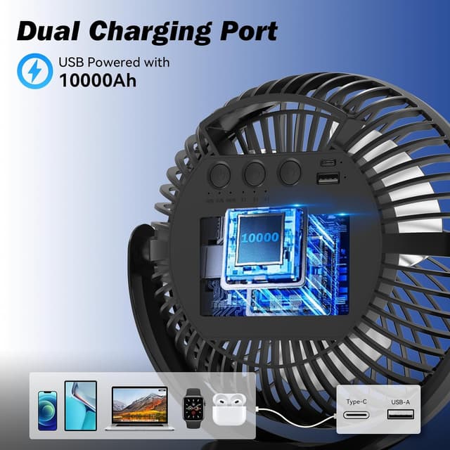 Detalle 2 de Ateroll clip on fan 10000mAh remote