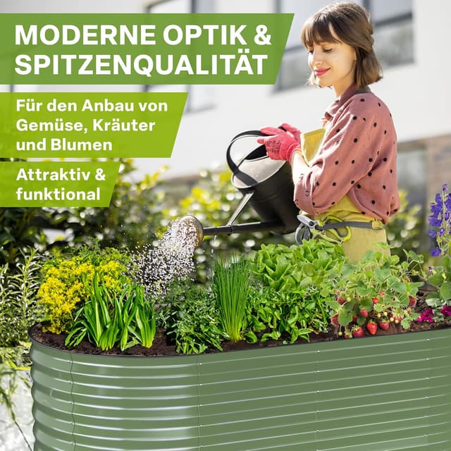 Detalle 2 de TTL GARDEN Nature XL Metall-Hochbeet 320 x 80 x 80 cm (salbei-grün) aus verzinktem & lackiertem Stahl