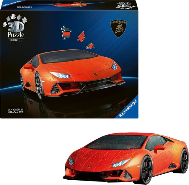 Detalle de Ravensburger Puzzle 3D Lamborghini Huracán EVO (163 pezzi) – modellismo da costruire per adulti e bambini